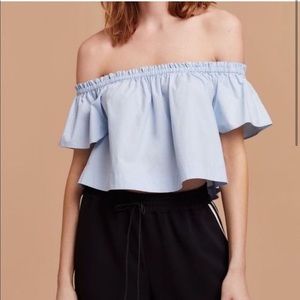 Wilfred Off-The-Shoulder Ruffle Crop Top